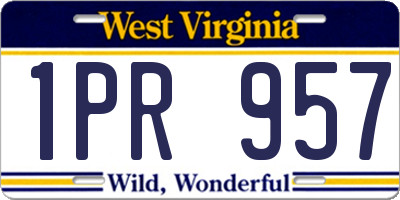 WV license plate 1PR957