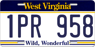 WV license plate 1PR958