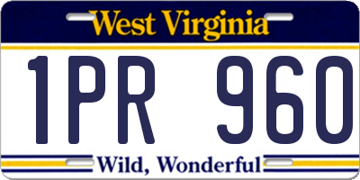 WV license plate 1PR960