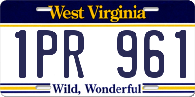 WV license plate 1PR961