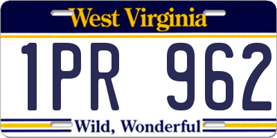 WV license plate 1PR962