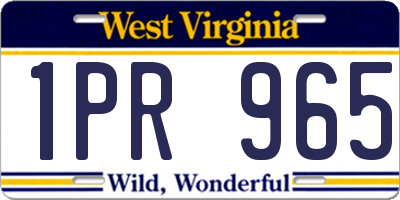 WV license plate 1PR965