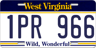 WV license plate 1PR966