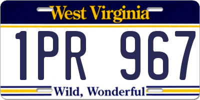WV license plate 1PR967