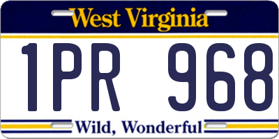 WV license plate 1PR968