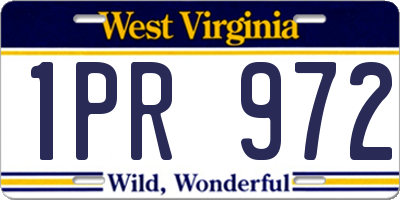 WV license plate 1PR972