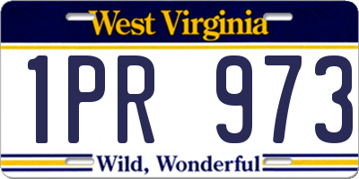 WV license plate 1PR973