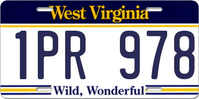 WV license plate 1PR978