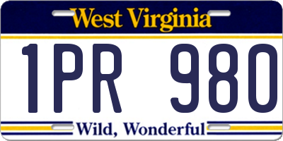WV license plate 1PR980