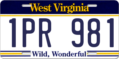 WV license plate 1PR981