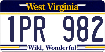 WV license plate 1PR982