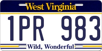 WV license plate 1PR983