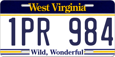 WV license plate 1PR984