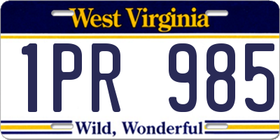 WV license plate 1PR985