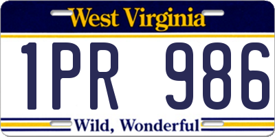 WV license plate 1PR986