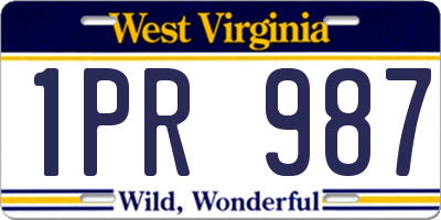 WV license plate 1PR987
