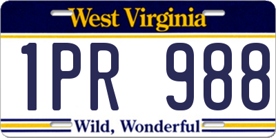 WV license plate 1PR988