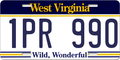 WV license plate 1PR990