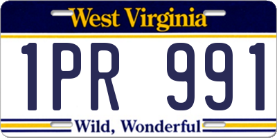 WV license plate 1PR991