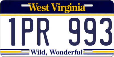 WV license plate 1PR993