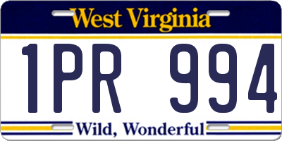 WV license plate 1PR994