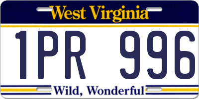 WV license plate 1PR996