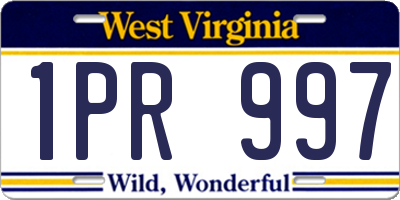 WV license plate 1PR997