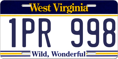 WV license plate 1PR998