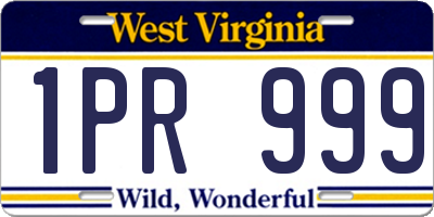 WV license plate 1PR999