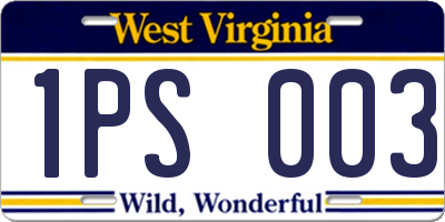 WV license plate 1PS003