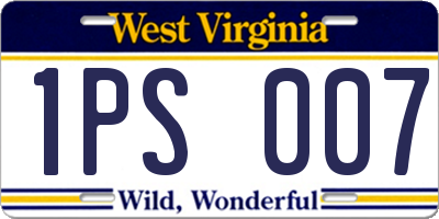 WV license plate 1PS007