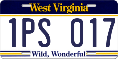 WV license plate 1PS017