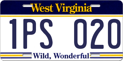 WV license plate 1PS020