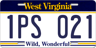 WV license plate 1PS021