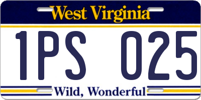 WV license plate 1PS025