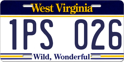 WV license plate 1PS026
