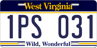 WV license plate 1PS031