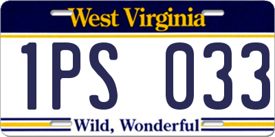 WV license plate 1PS033