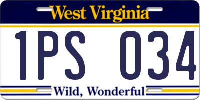 WV license plate 1PS034