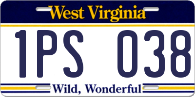 WV license plate 1PS038