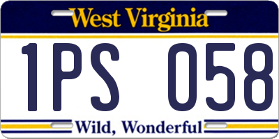 WV license plate 1PS058