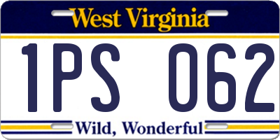 WV license plate 1PS062