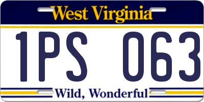 WV license plate 1PS063