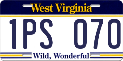 WV license plate 1PS070
