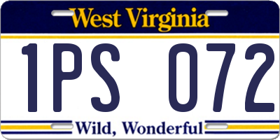 WV license plate 1PS072