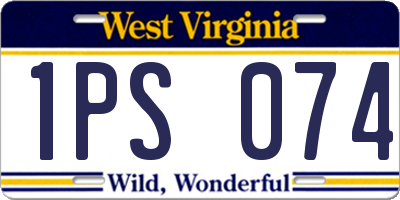 WV license plate 1PS074