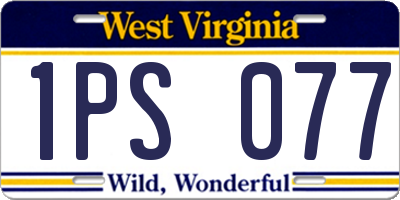 WV license plate 1PS077
