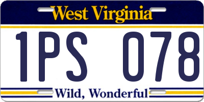WV license plate 1PS078