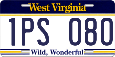 WV license plate 1PS080
