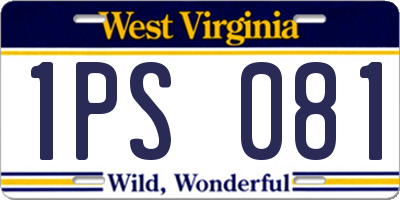 WV license plate 1PS081
